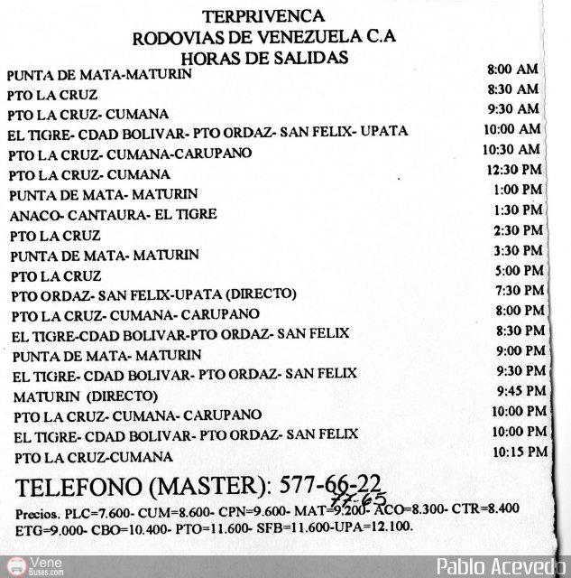 Pasajes Tickets y Boletos Rodovias de Vzla por Pablo Acevedo