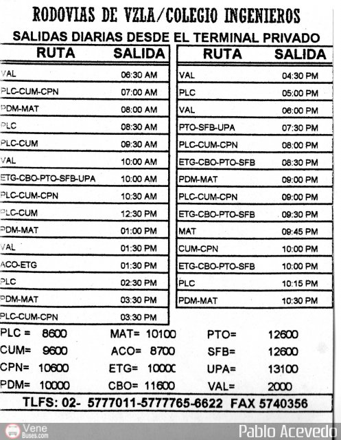 Pasajes Tickets y Boletos Rodovias de Vzla por Pablo Acevedo