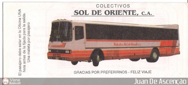 Pasajes Tickets y Boletos Colectivos Sol de Oriente por Juan De Ascen��o