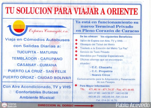 Pasajes Tickets y Boletos Expresos Camargui por Pablo Acevedo