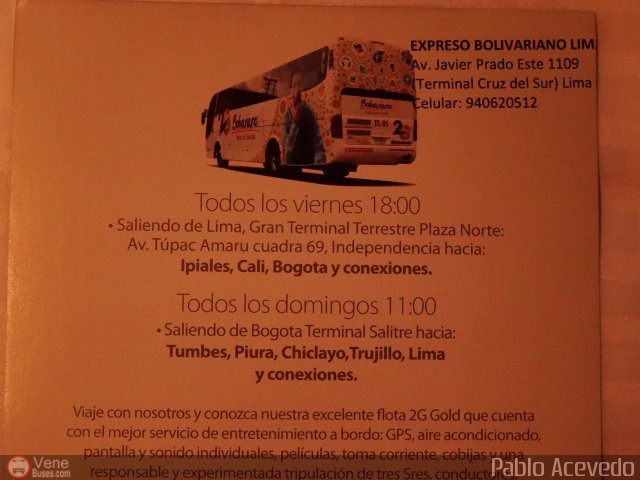 Cat�logos Folletos y Revistas Bolivariano - Peru por Pablo Acevedo